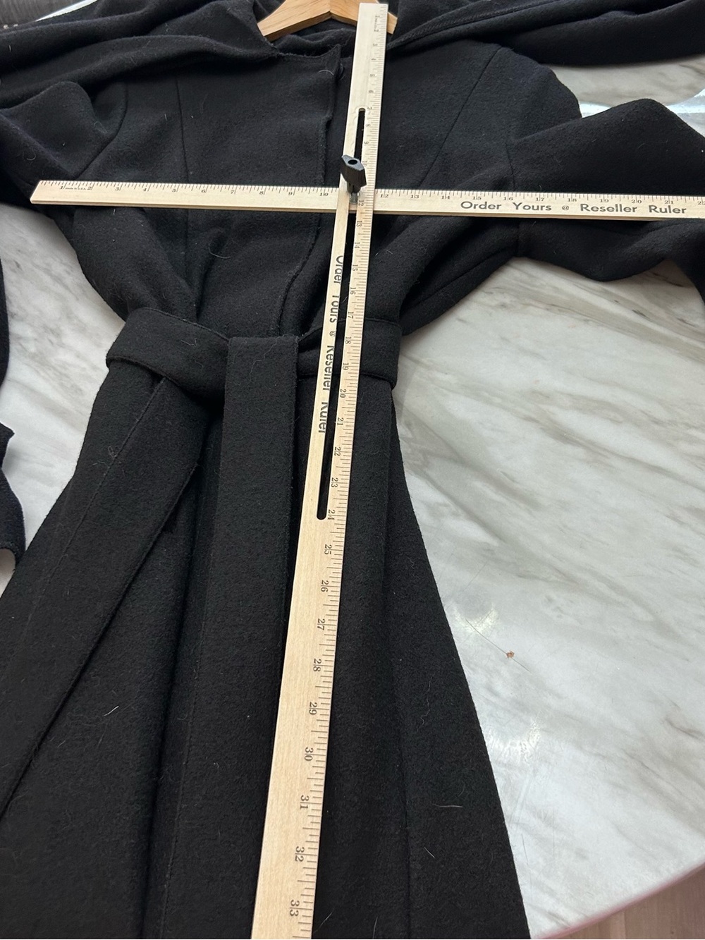 🖤MAKE OFFER🖤 Cole Haan Black Wool Attached Scarf Belted Winter Jacket Coat 8 - Picture 6 of 8